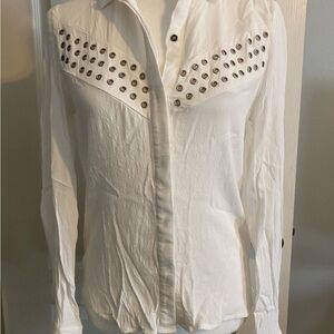 Dress Forum Grommet Stud Blouse Color White Size S